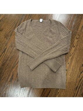 J.Crew Y2K Sweater Pullover Cable Knit Cashmere V-Neck Preppy Retro Layer Casual